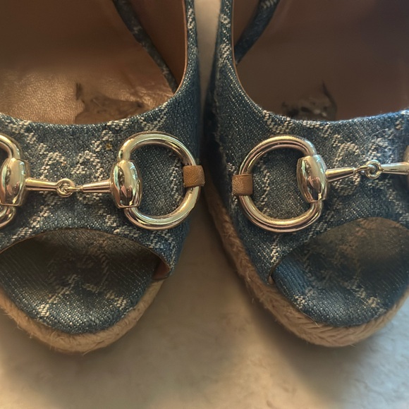 Gucci logo denim wedge Charlotte 39.5 - Picture 6 of 15
